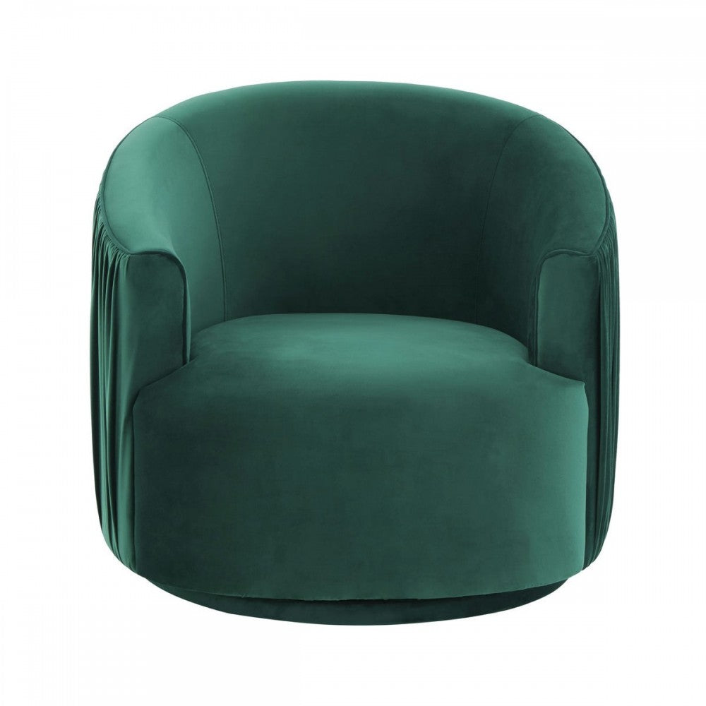 TOV Furniture London Forest Green Pleated Swivel Chair