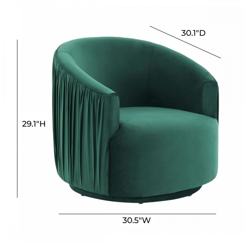 TOV Furniture London Forest Green Pleated Swivel Chair