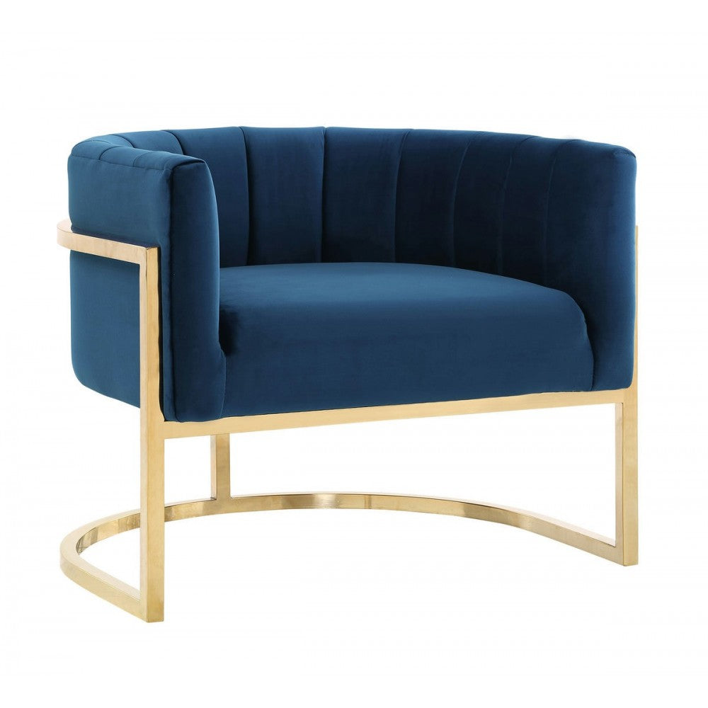 TOV Furniture Magnolia Navy Chair with Gold Base