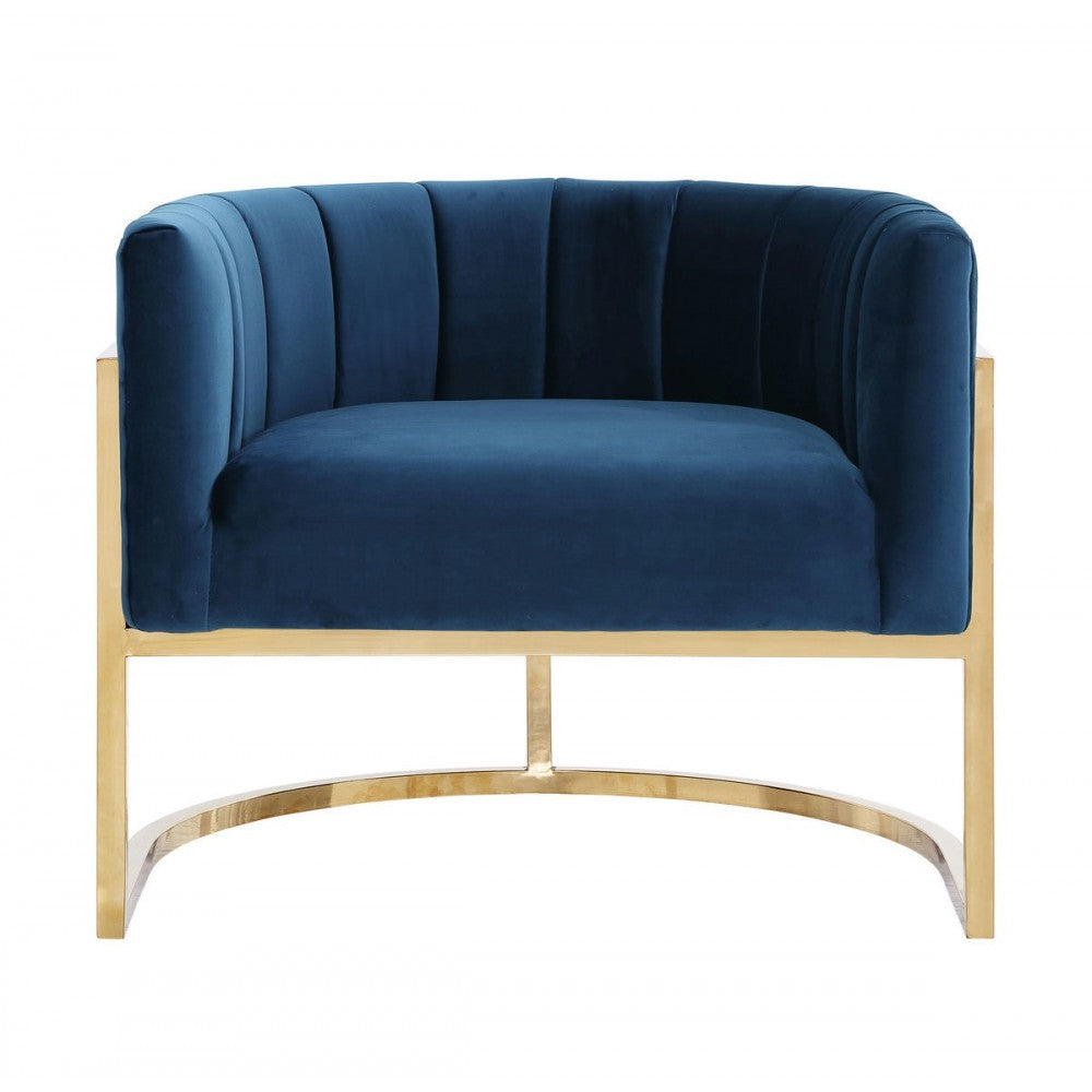 TOV Furniture Magnolia Navy Chair with Gold Base