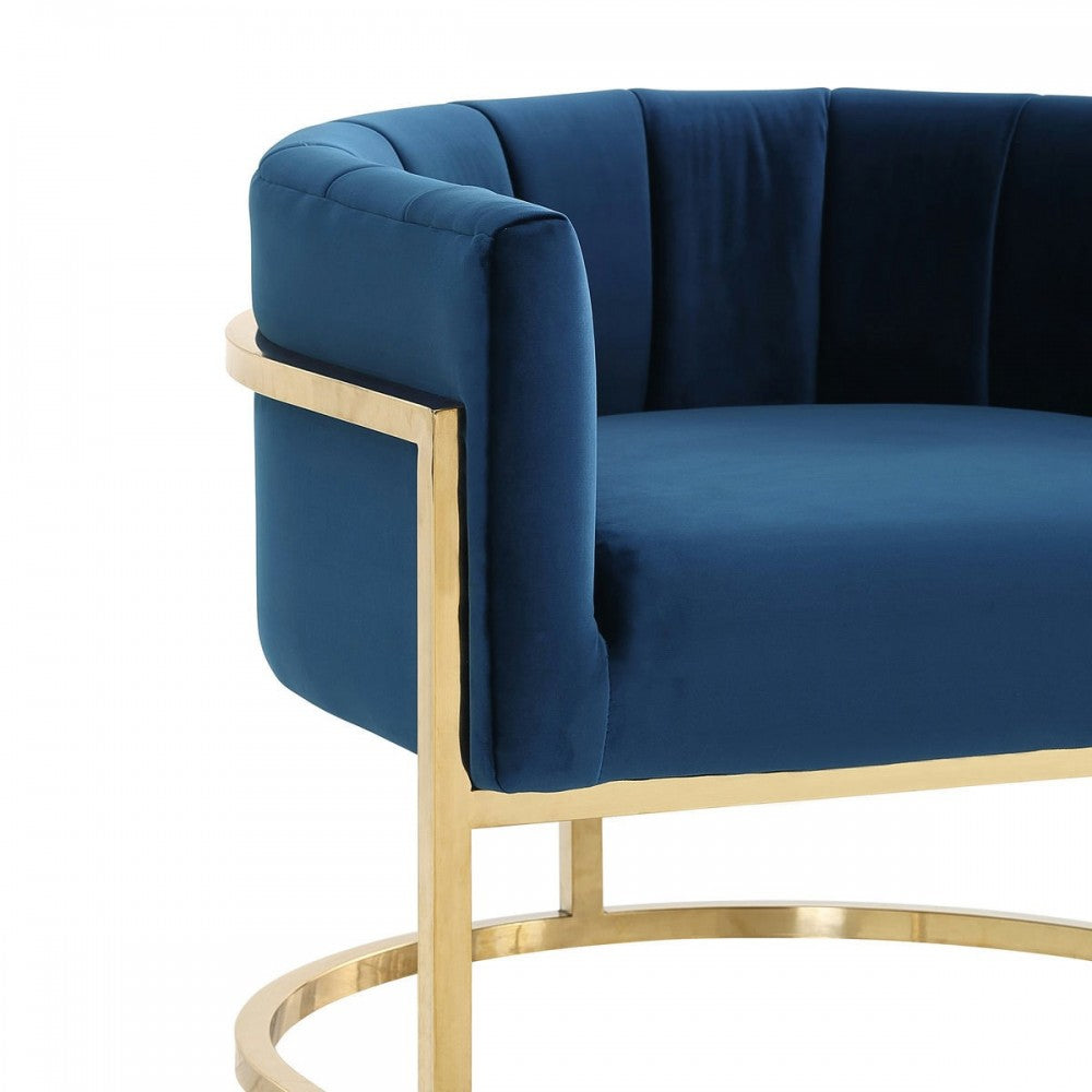 TOV Furniture Magnolia Navy Chair with Gold Base