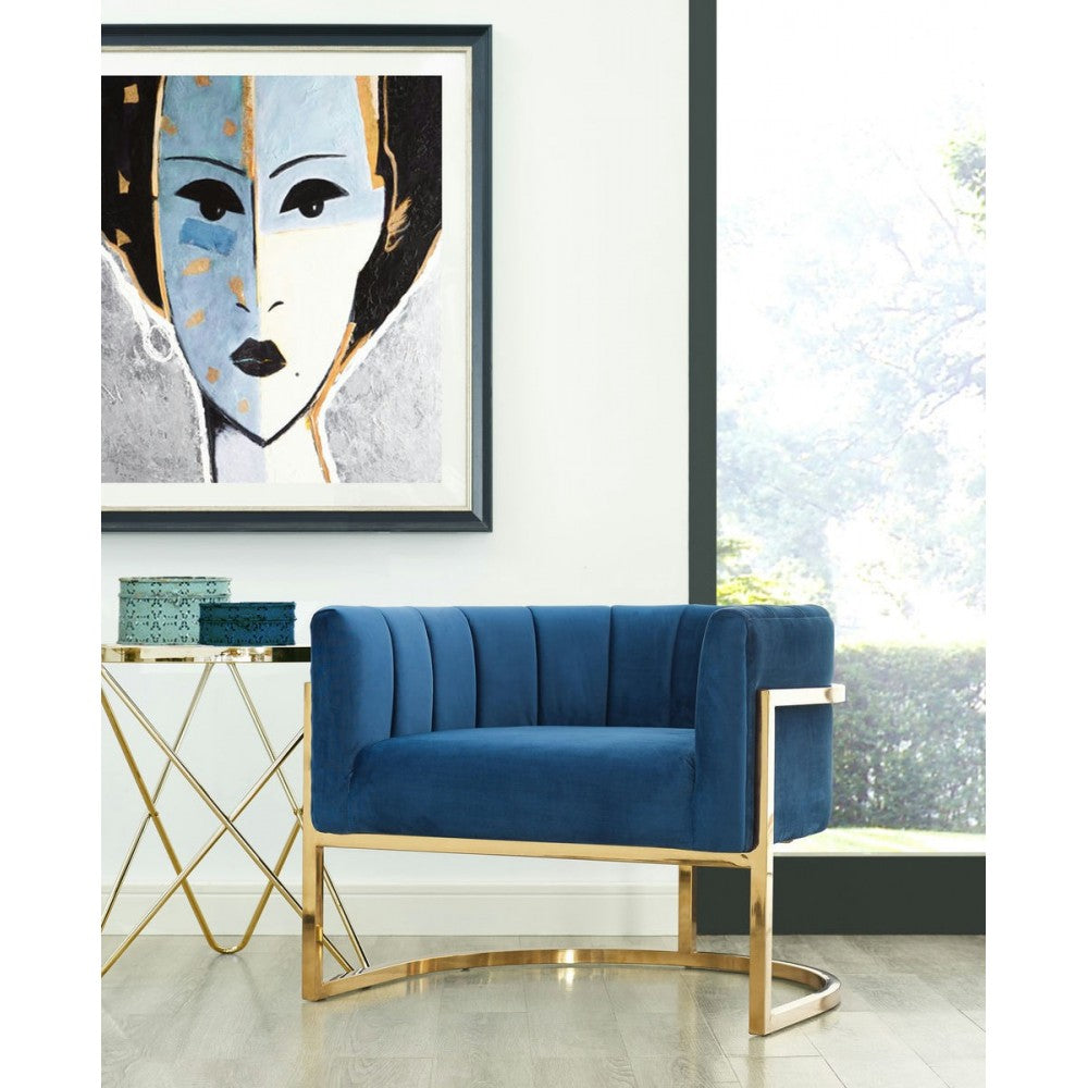 TOV Furniture Magnolia Navy Chair with Gold Base