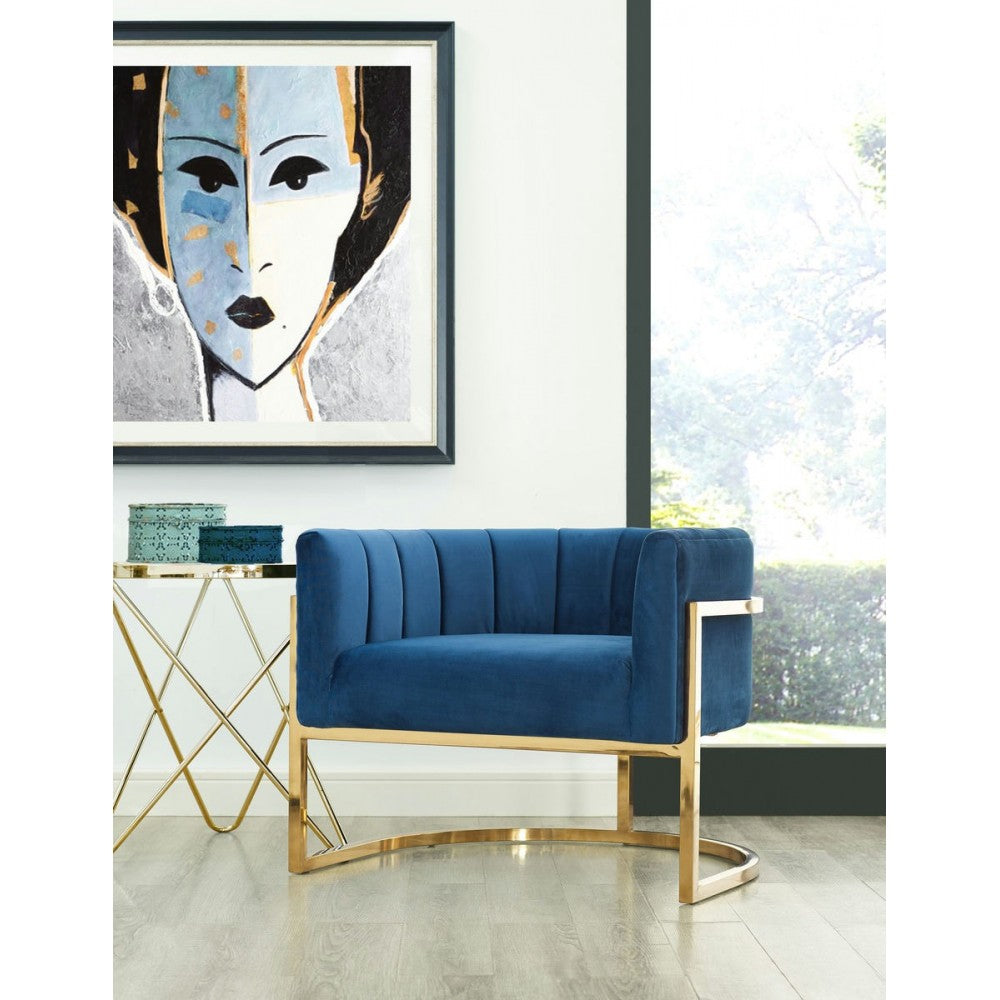 TOV Furniture Magnolia Navy Chair with Gold Base