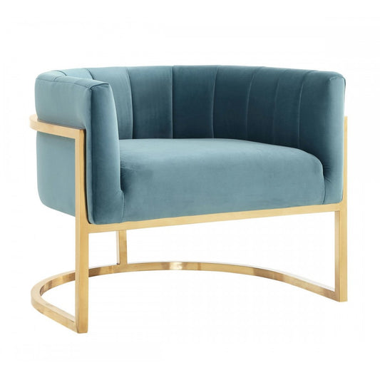 TOV Furniture Magnolia Sea Blue Chair with Gold Base