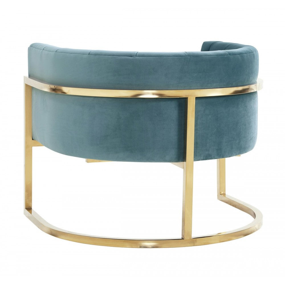 TOV Furniture Magnolia Sea Blue Chair with Gold Base