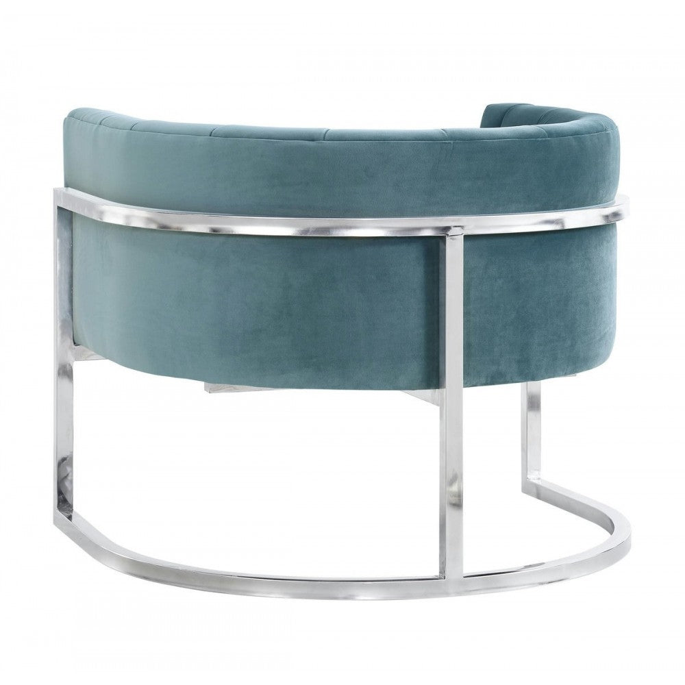 TOV Furniture Magnolia Sea Blue Chair with Silver Base