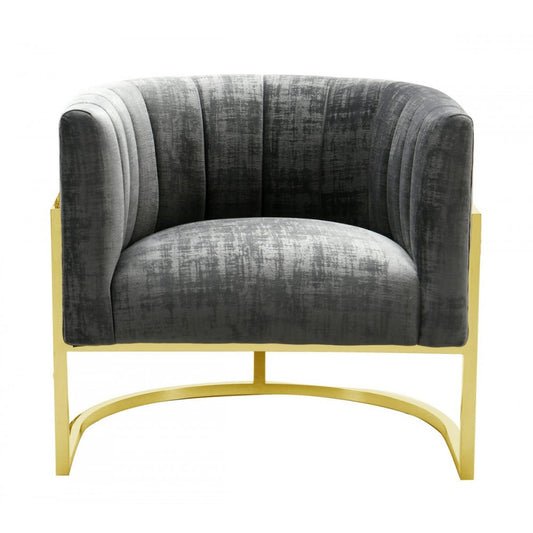 TOV Furniture Magnolia  Slub Gray Chair with Gold Base