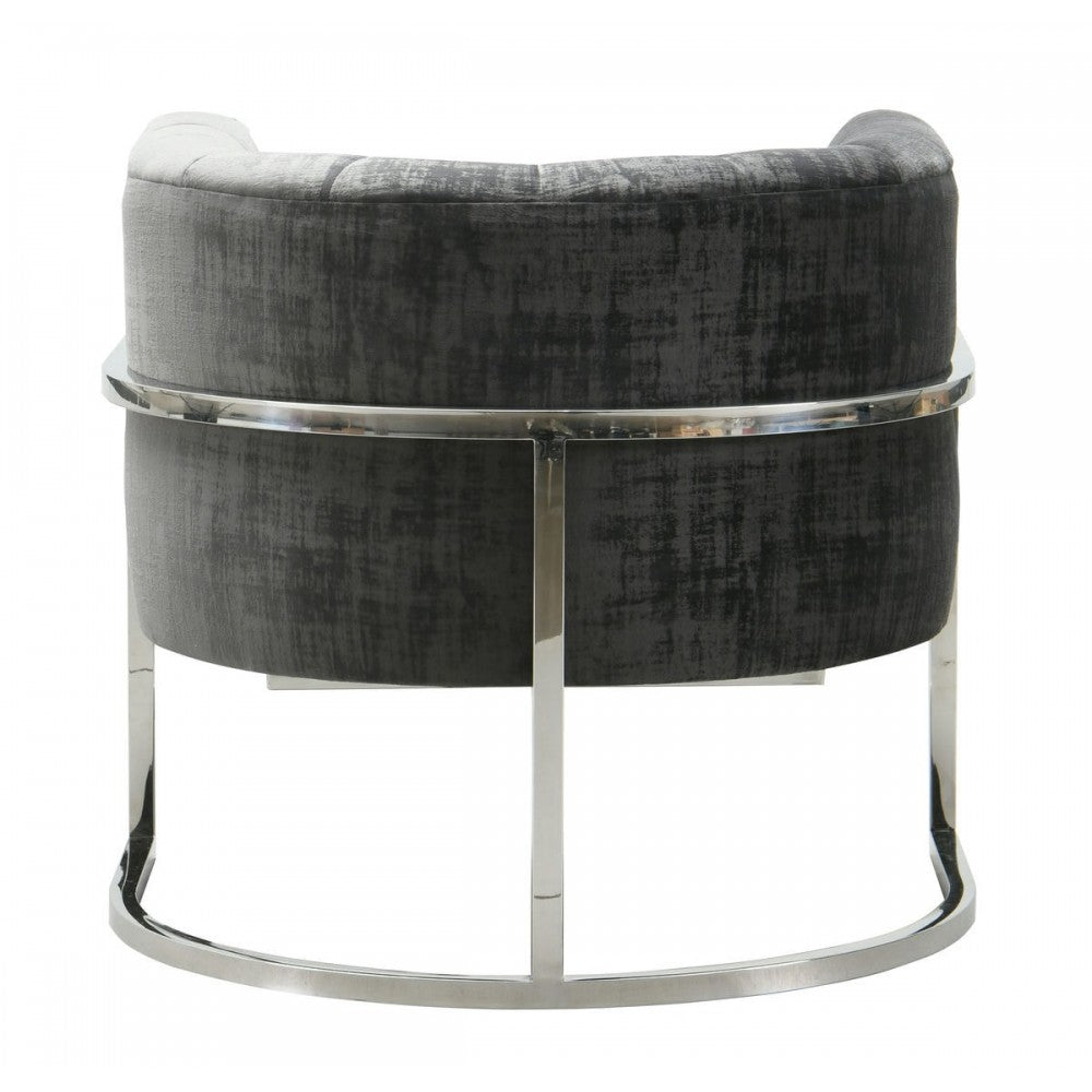 TOV Furniture Magnolia  Slub Gray Chair with Silver Base