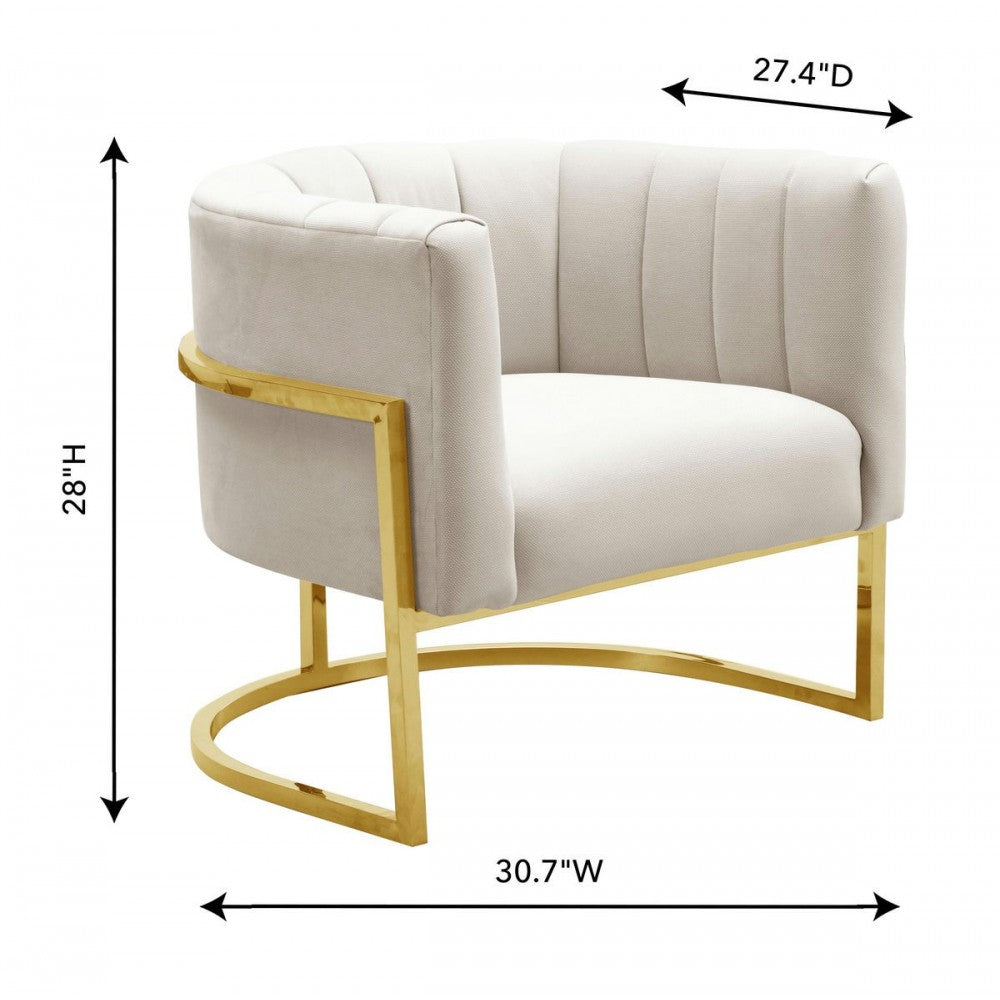 TOV Furniture Magnolia Spotted Cream Chair with Gold