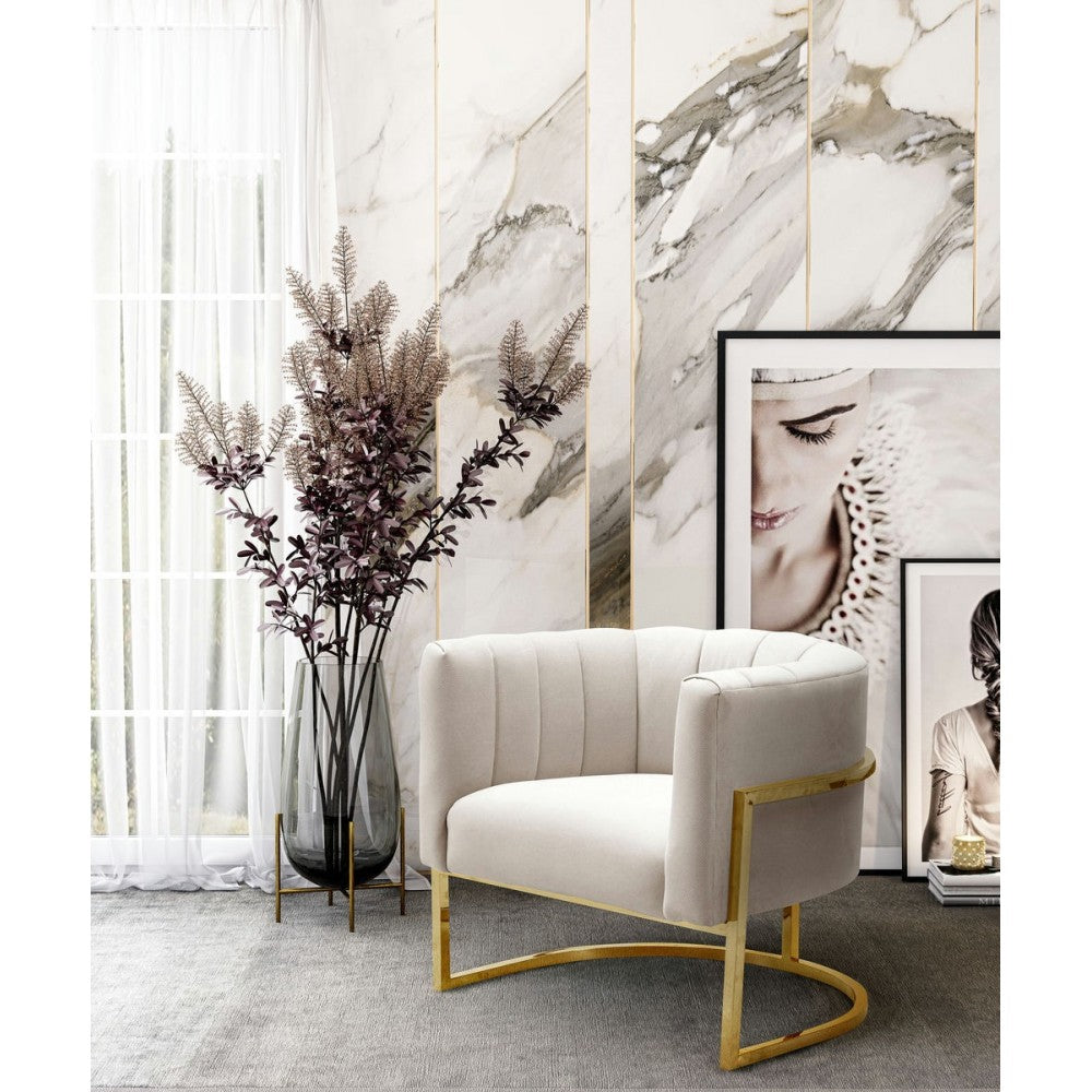 TOV Furniture Magnolia Spotted Cream Chair with Gold