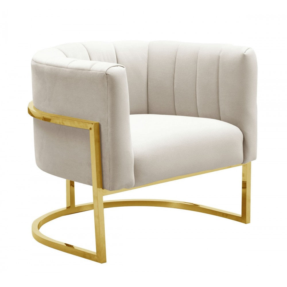 TOV Furniture Magnolia Spotted Cream Chair with Gold