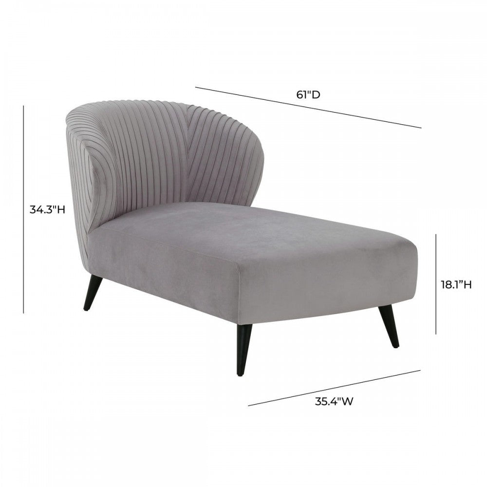 TOV Furniture Maliah Pleated Gray Velvet Settee