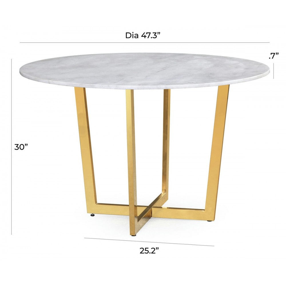 TOV Furniture Maxim White Marble Dining Table