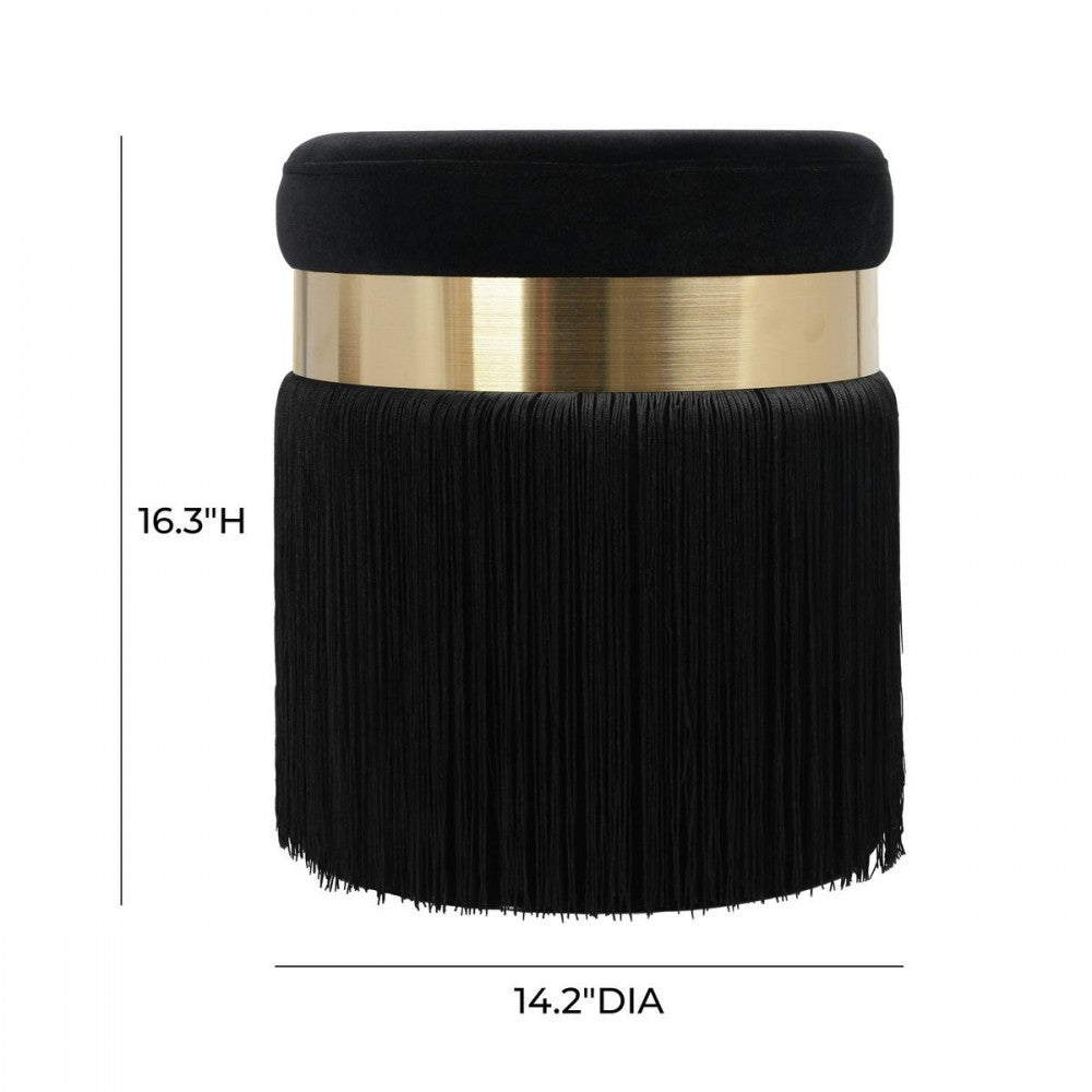 TOV Furniture Melody Black Tasseled Ottoman
