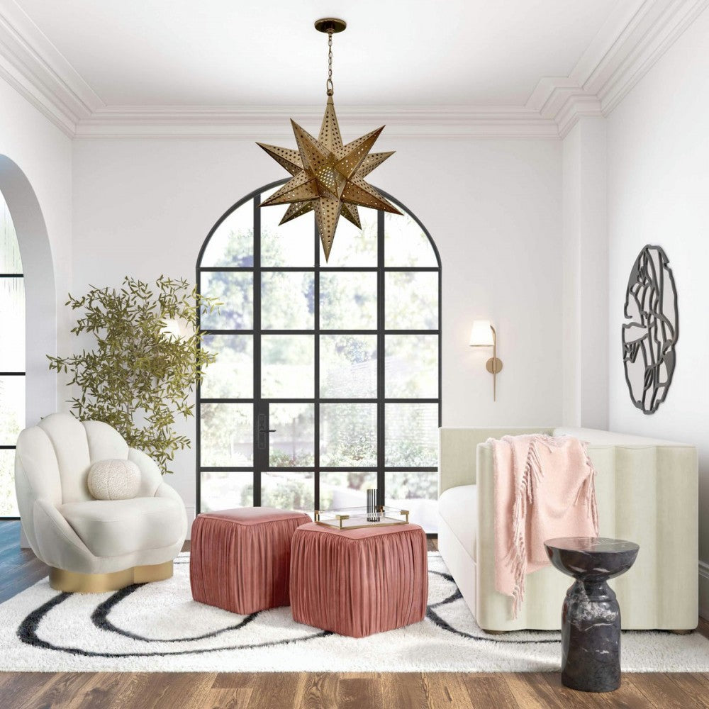 TOV Furniture Morgan Mauve Pleated Ottoman