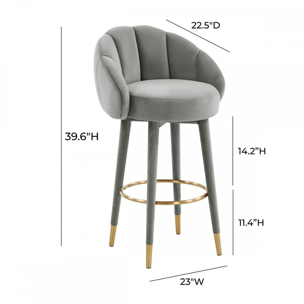 TOV Furniture Myla Light Gray Swivel Bar Stool