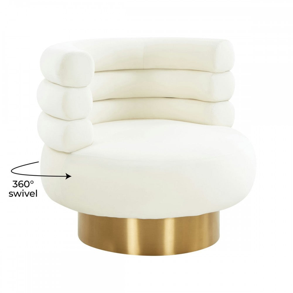 TOV Furniture Naomi Cream Velvet Swivel Chair