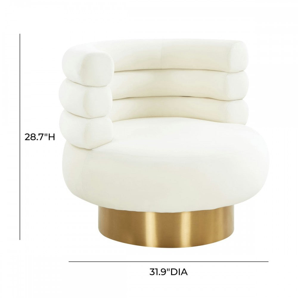 TOV Furniture Naomi Cream Velvet Swivel Chair