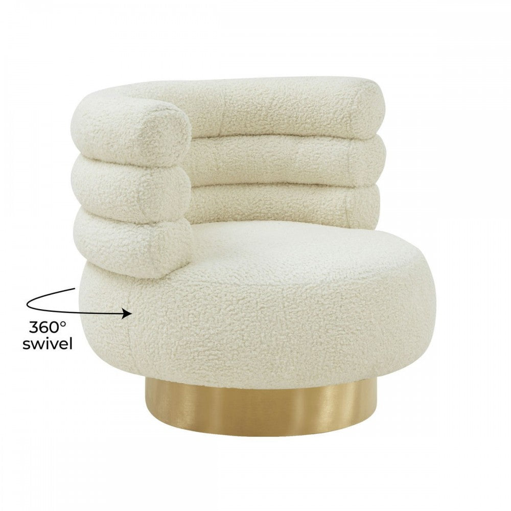 TOV Furniture Naomi Faux Shearling Swivel Chair