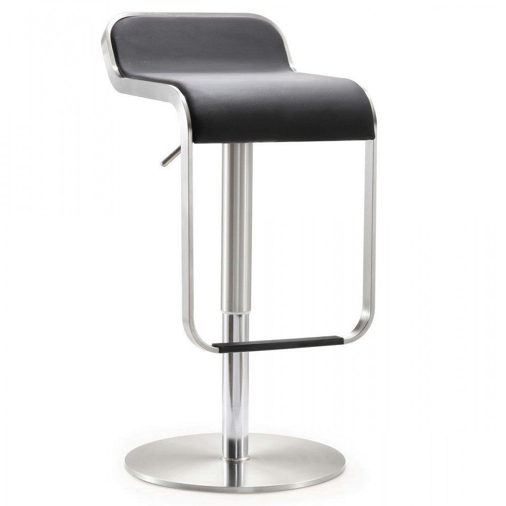 TOV Furniture Napoli Black Stainless Steel Adjustable Barstool