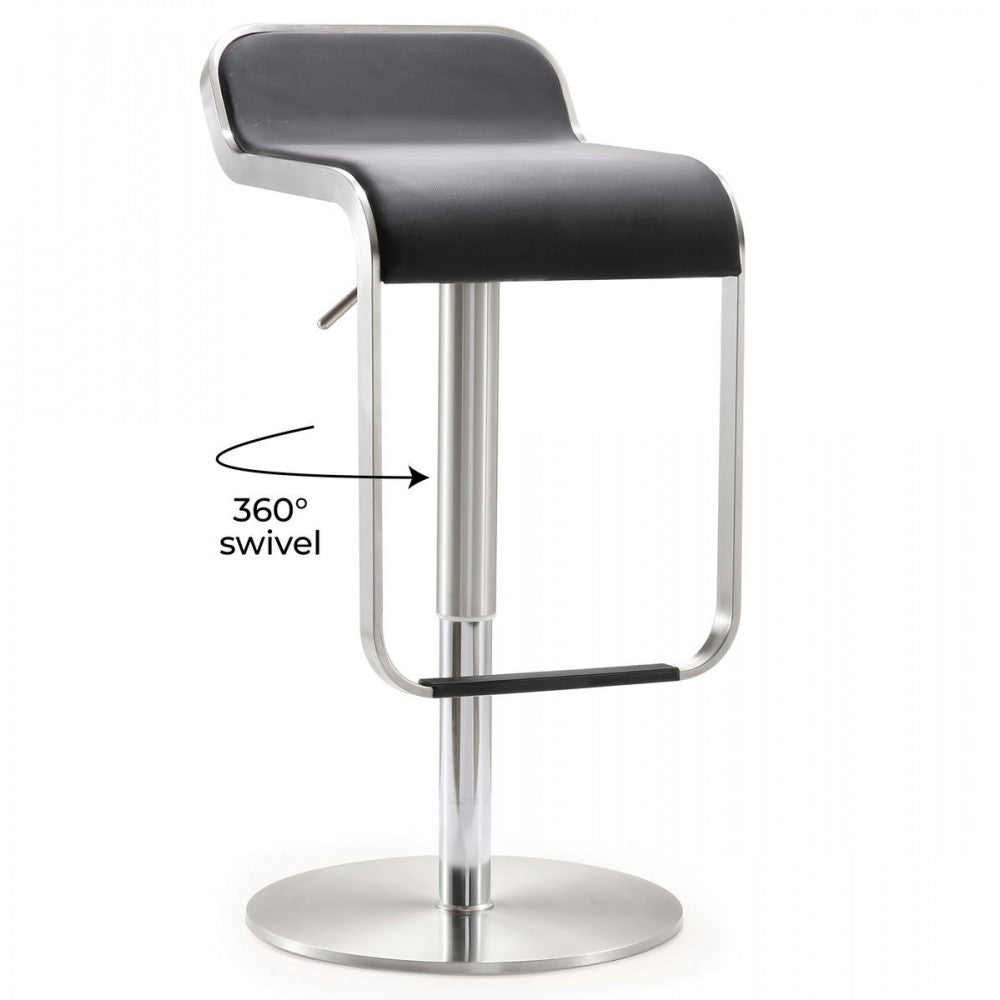 TOV Furniture Napoli Black Stainless Steel Adjustable Barstool