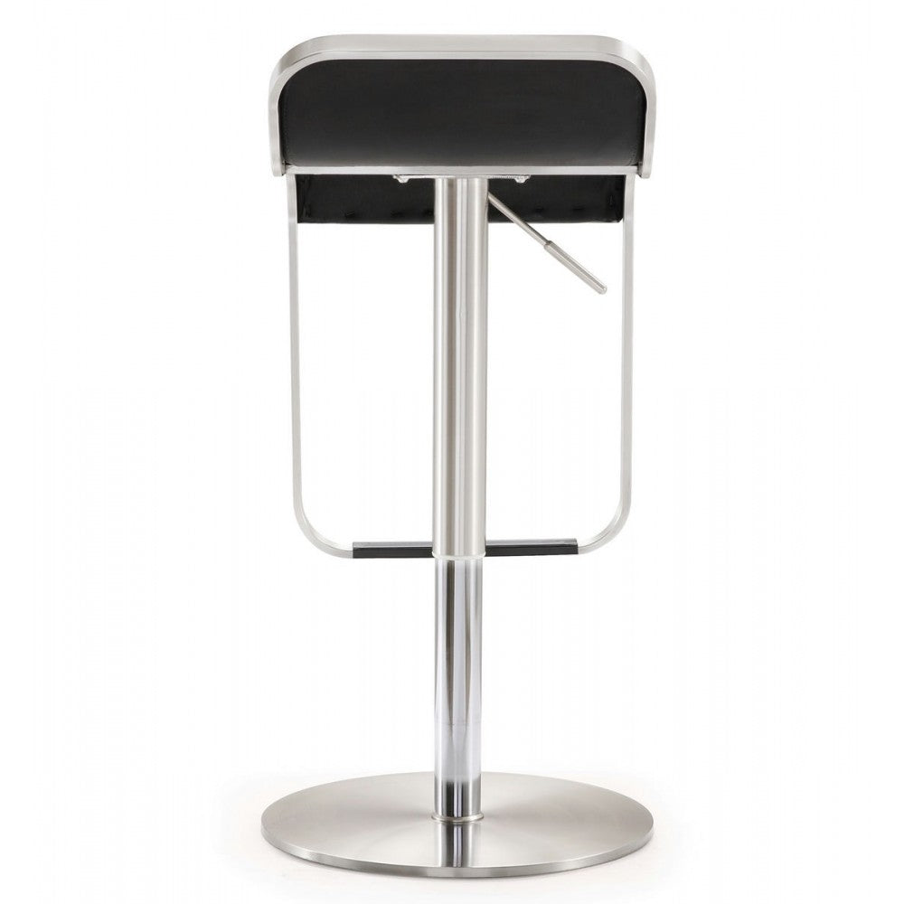 TOV Furniture Napoli Black Stainless Steel Adjustable Barstool