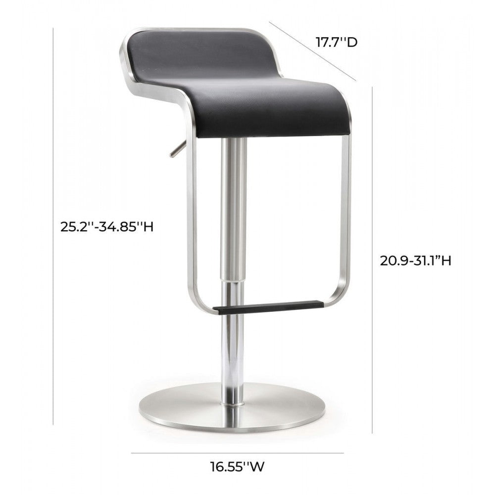 TOV Furniture Napoli Black Stainless Steel Adjustable Barstool