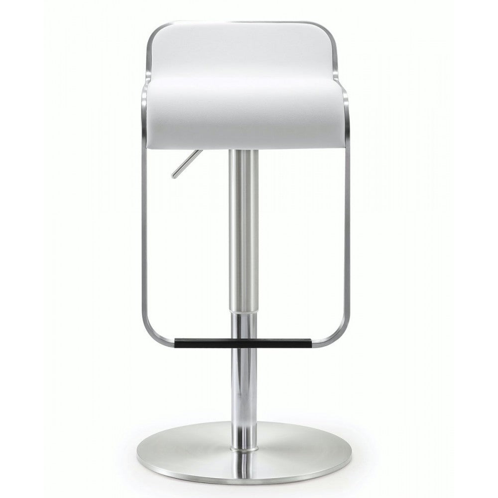 TOV Furniture Napoli White Stainless Steel Adjustable Barstool