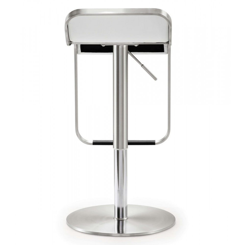 TOV Furniture Napoli White Stainless Steel Adjustable Barstool