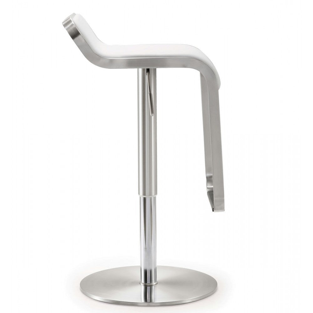 TOV Furniture Napoli White Stainless Steel Adjustable Barstool