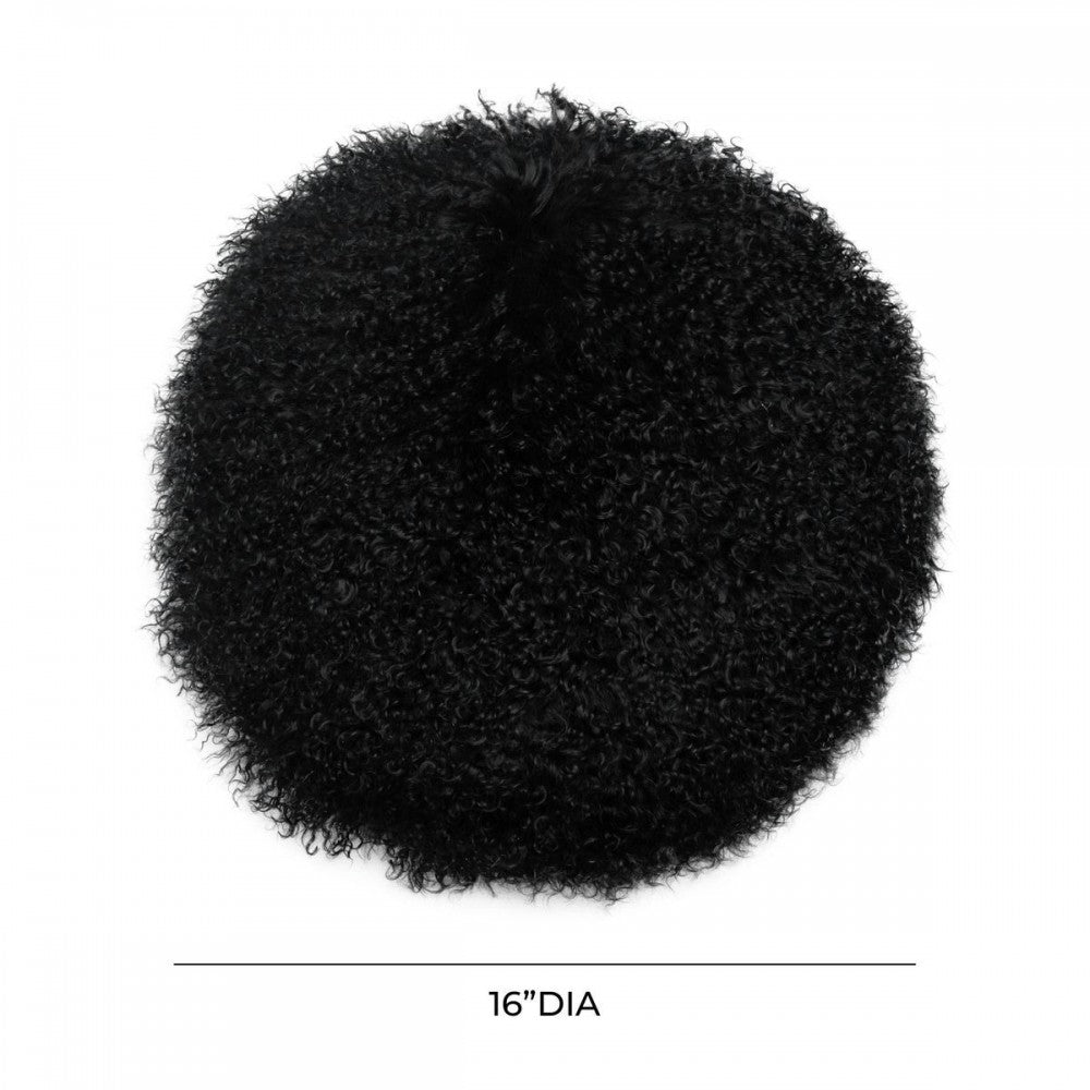 TOV Furniture New Zealand Black Sheepskin 16" Round Pillow