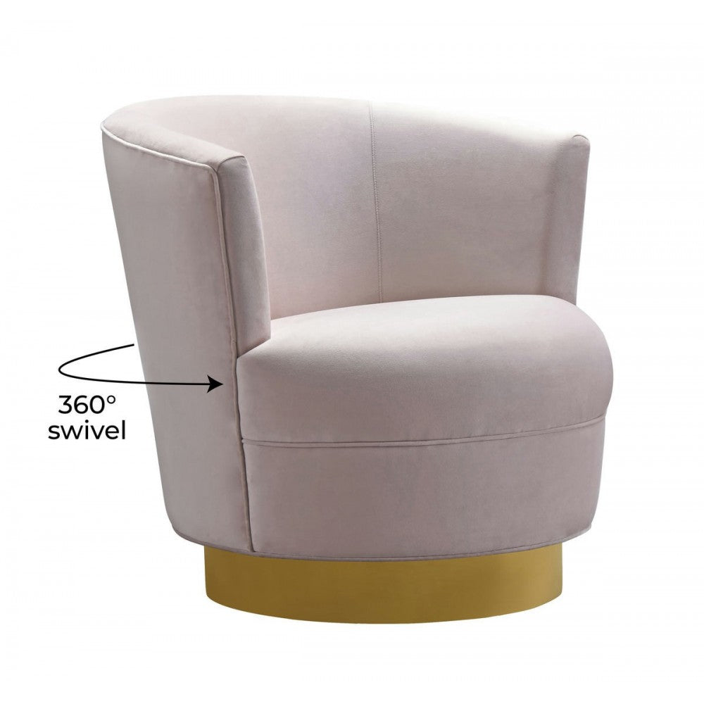 TOV Furniture Noah Blush Velvet Swivel Chair