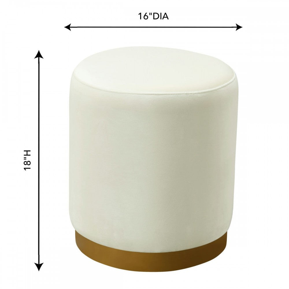 TOV Furniture Opal Cream Velvet Ottoman with Gold Base