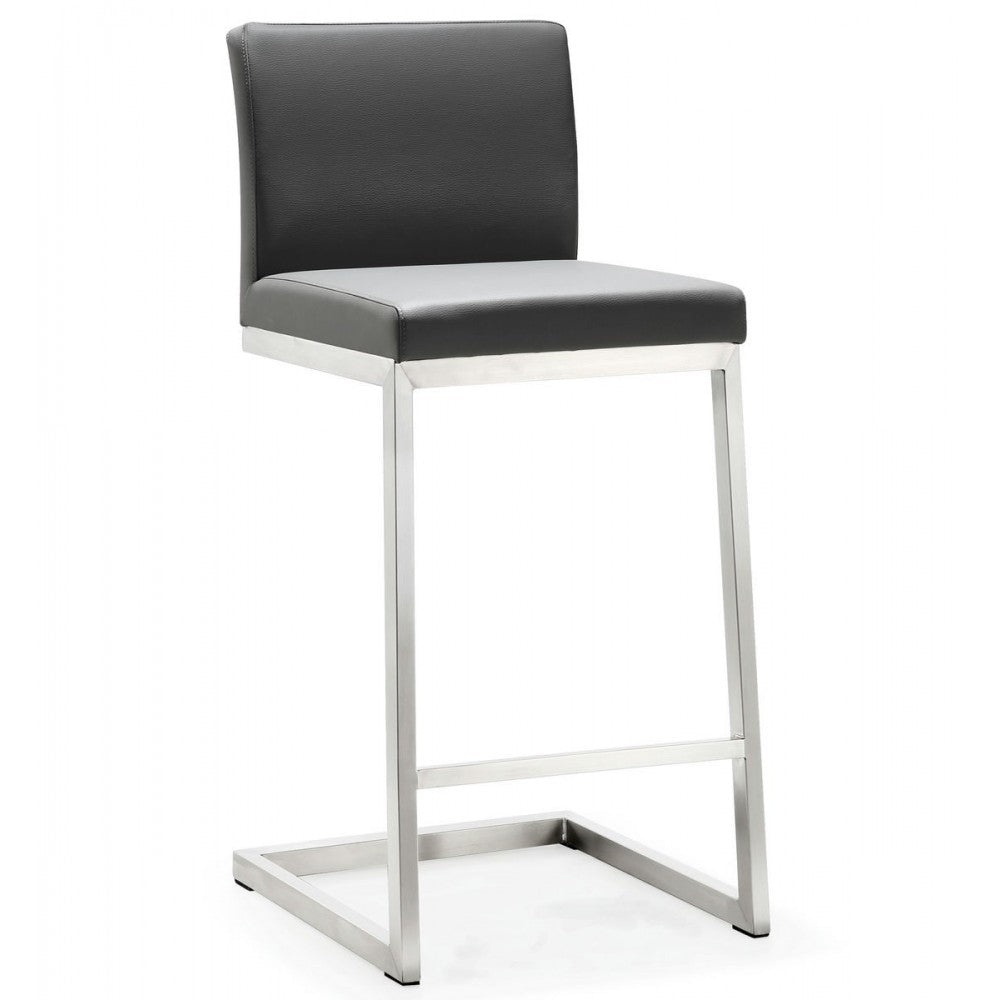 TOV Furniture Parma Gray Stainless Steel Counter Stool - Set of 2