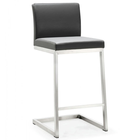 TOV Furniture Parma Gray Stainless Steel Counter Stool - Set of 2