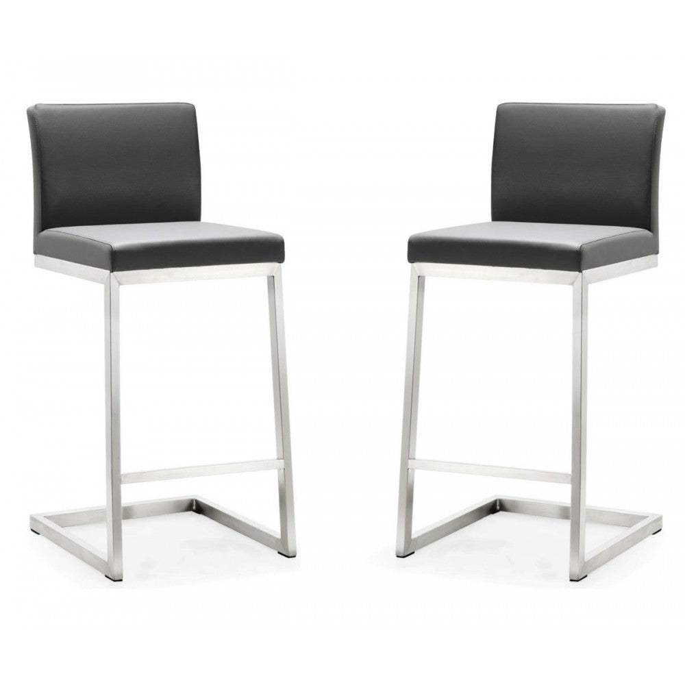 TOV Furniture Parma Gray Stainless Steel Counter Stool - Set of 2