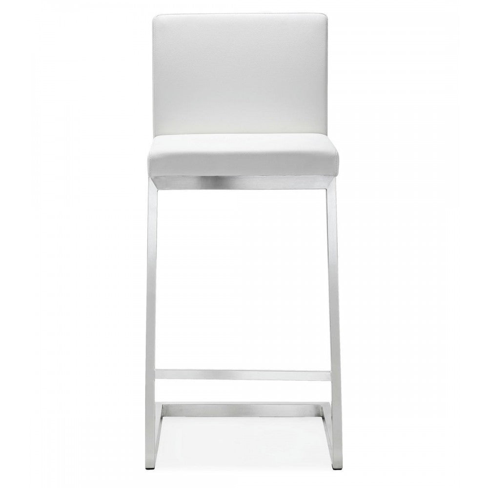 TOV Furniture Parma White Stainless Steel Counter Stool - Set of 2