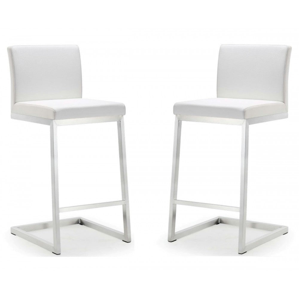 TOV Furniture Parma White Stainless Steel Counter Stool - Set of 2