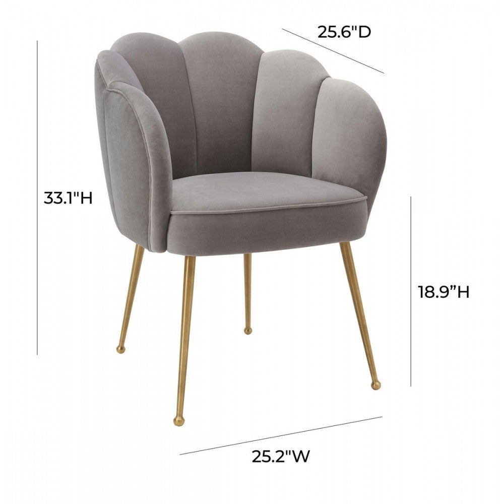 TOV Furniture Peony Gray Velvet Dining Chair