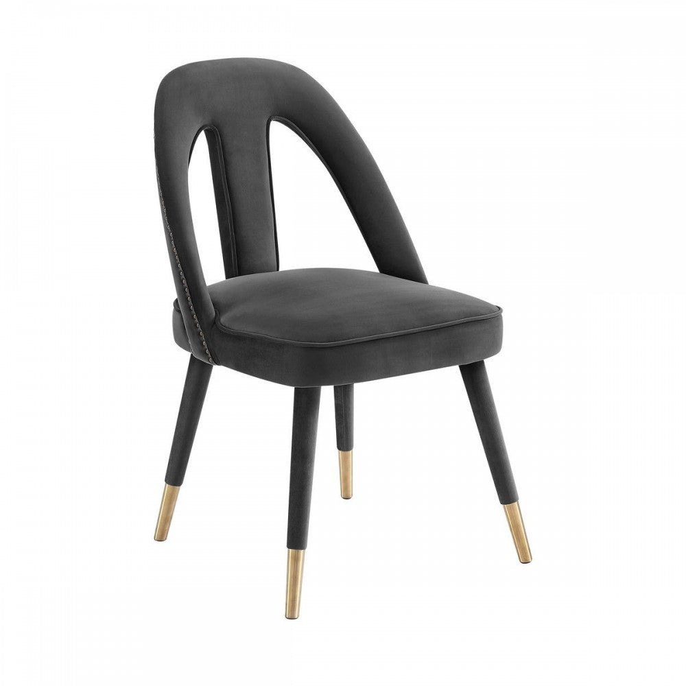 TOV Furniture Petra Dark Gray Velvet Side Chair