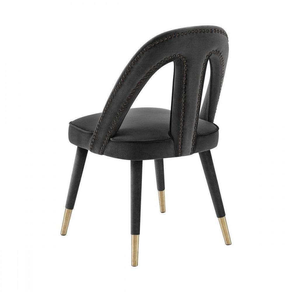 TOV Furniture Petra Dark Gray Velvet Side Chair