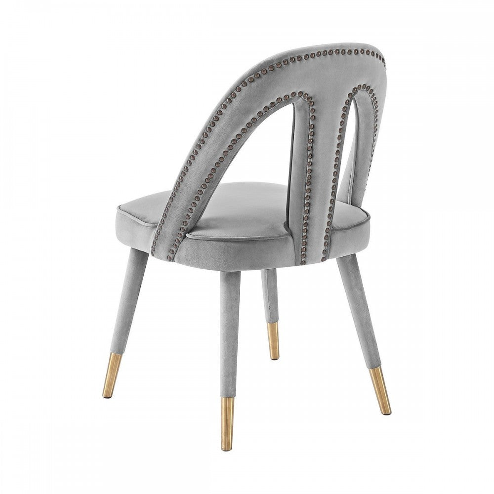 TOV Furniture Petra Light Gray Velvet Side Chair