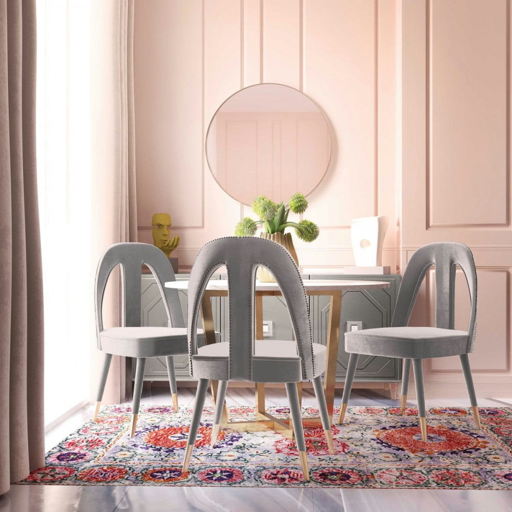 TOV Furniture Petra Light Gray Velvet Side Chair
