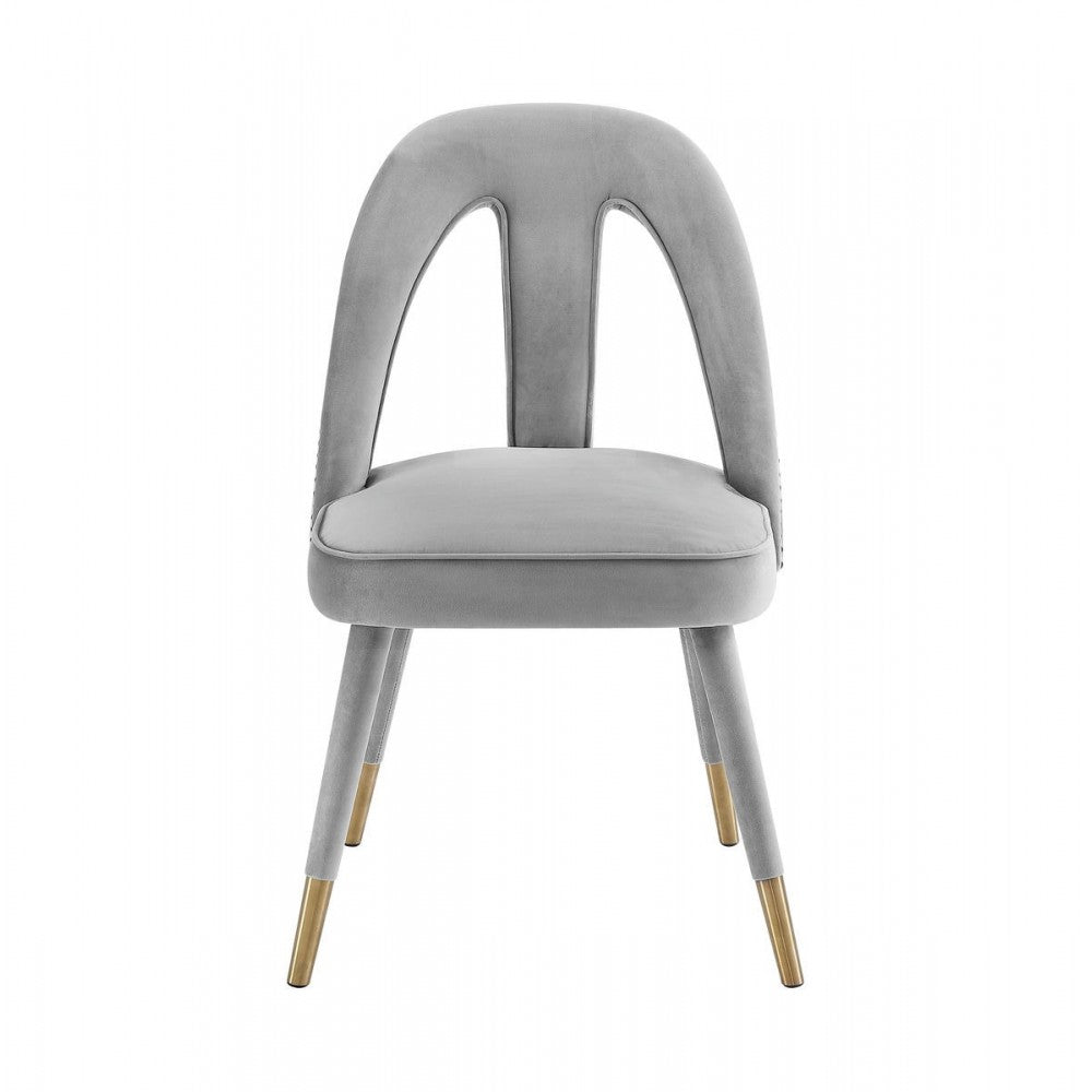 TOV Furniture Petra Light Gray Velvet Side Chair