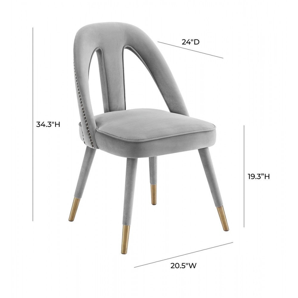TOV Furniture Petra Light Gray Velvet Side Chair
