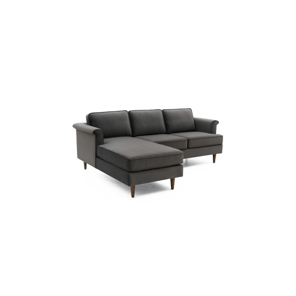 TOV Furniture Porter Gray Velvet Sectional LAF