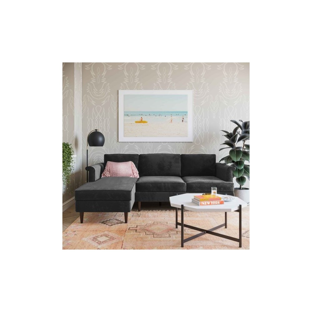 TOV Furniture Porter Gray Velvet Sectional LAF
