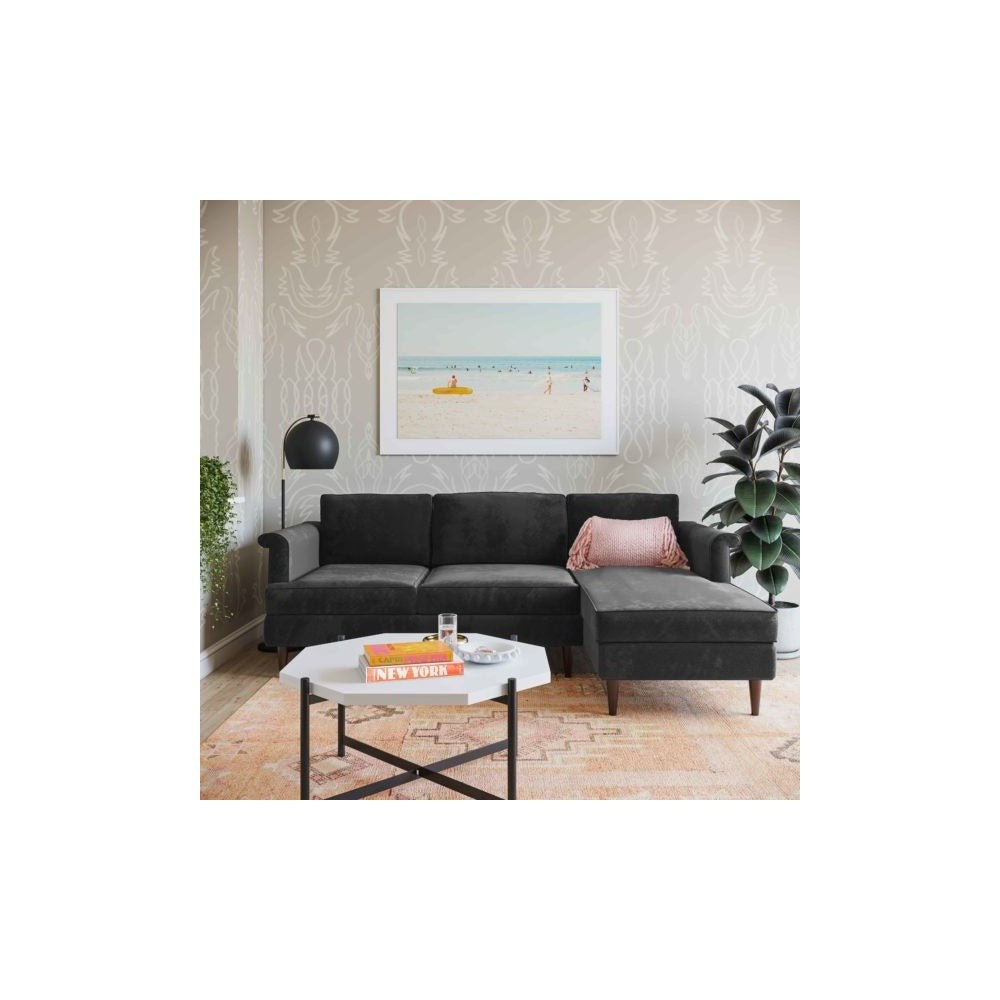 TOV Furniture Porter Gray Velvet Sectional RAF