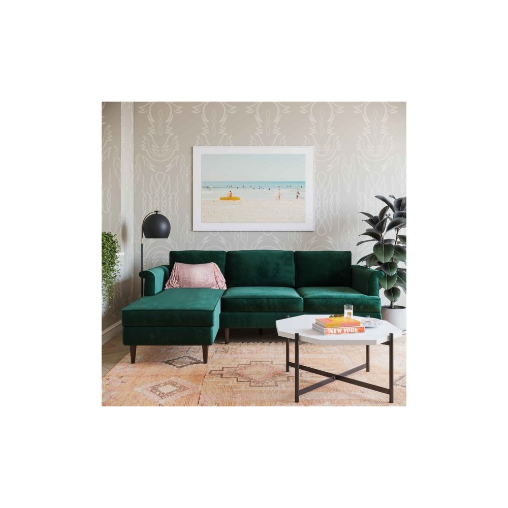 TOV Furniture Porter Forest Green Velvet Sectional LAF