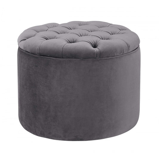 TOV Furniture Queen Gray Velvet Storage Ottoman